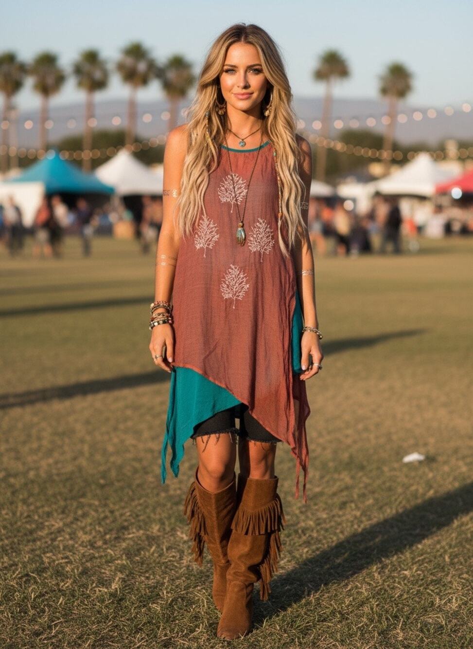 Embroidered Asymmetrical Tunic/Mini Dress